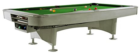 Billiard-Royal Billardtisch Pooltisch Modell Gladiator Grau 9 ft. mit hochwertigem K-55 Bandengummi und freier Tuchwahl, Tuchfarbe:ES 45 Yellow Green
