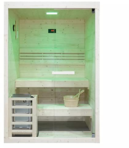 HORI® Moderne Sauna Heimsauna inkl. Ofen & Saunasteine | 3,6 kW Ofen I 2 Personen
