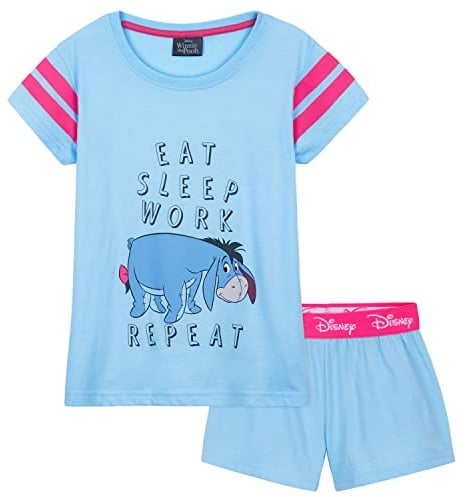 Disney Stitch Pigiama Bambina Estivo Cotone Misto Pigiama Ragazza Corto Due Pezzi IH Oh 4-14 Anni Pigiami Bambina Pantaloncini Manica Corta Stitch Gadget Ufficiale (Blu IH Oh, 13-14 Anni)
