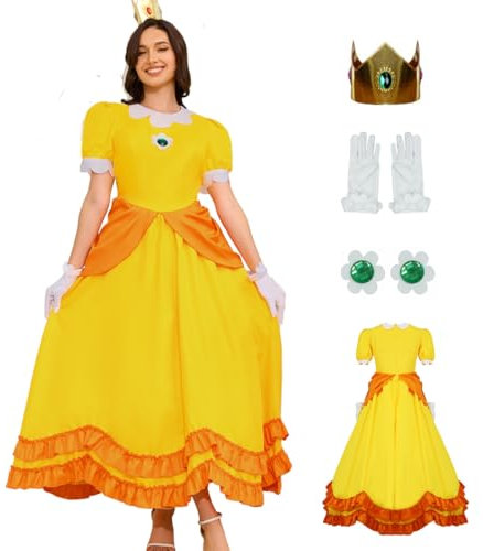 AYYOHON Super Brothers Principessa Pesca Costume Per Le Donne Principessa Daisy Principessa Rosalina Costume Halloween Cosplay Vestito L