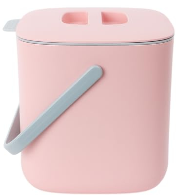 BLUE GINKGO Biomülleimer Küche – Kompostbehälter Küche mit Deckel | Spülmaschinenfest | Hergestellt in Korea (2,6 Liter) – Rosa