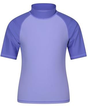 Mountain Warehouse Rashguard für Kinder - Kurzarm-Schwimmshirt, Jungen und Mädchen mit LSF 50+ UV-Schutz - Frühling, Sommer Dusky Lila (Schlicht) Kinder 128 EU (7-8 Jahre)