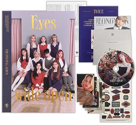TWICE - THE 2ND FULL ALBUM [Eyes wide open] (Retro Ver.) Photobook + CD-R + Message Card + Lyric Folded Poster + D.I.Y Sticker + Photocard + 2 Pin Button Badges