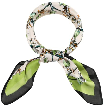 Jeffdad 27.5 Silk Feeling Neck Scarf, Lightweight Silk Scarf for Women Neck, Purse Scarf For Handbags, Square Neck Satin Scarfs for Bag Hair Scarves Gift(Green)