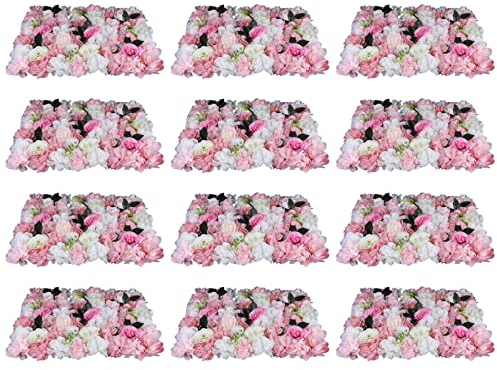 C-Juzarl Blumenwandpaneel 12 Stück 60 * 40cm Künstliche Blumenpaneele für Hintergrund Bumen Wanddeko Blumendekoration für Party Hochzeit Schlafzimmer (Blütenfarbe Stil 6)