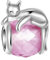 BIZK Katze mit rosa Edelstein Charm Anhänger für Armband 925 Sterling Silber Charm Bead Pendant für Europäische Armbänder und Halsketten