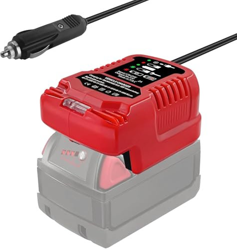 TEPULAS Mini-Batterie-Ladegerät für Milwaukee 18 V für Auto, für Milwaukee M18 18 V Akku-Ladegerät, Ersatz für Fahrzeug mit Zigarettenanzünder-Stecker (keine Batterie)
