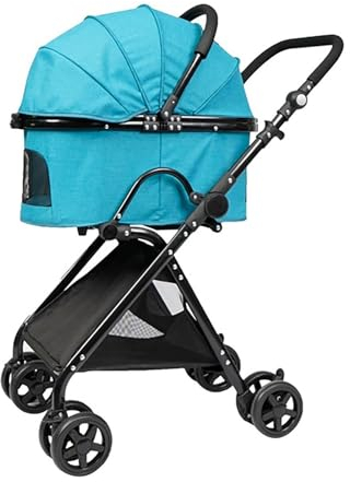 Hundewagen 2 In 1 Hundebuggy Hundebox Transporttasche Faltbar Haustiere Buggy Mit Netzfenstern & Regenschutzabdeckung Jogger Katzenbuggy Für Kleine Hunde Katzen Tragkraft Bis Zu 15 Kg