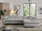 MKS MEBLE Sofa L, Wohnlandschaft L-Form mit Schlaffunktion und Bettkasten, Schlafsofa mit Bettkasten, Ecksofa, Sofa mit Einstellbare Kopfstützen, Pedro L - Hellgrau Velvet - Rechts