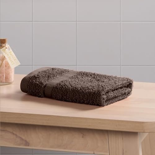 Brentfords Gant de Toilette en Flanelle 100% Coton Ultra Doux et très absorbants pour Salle de Bain, Marron foncé, Taille S