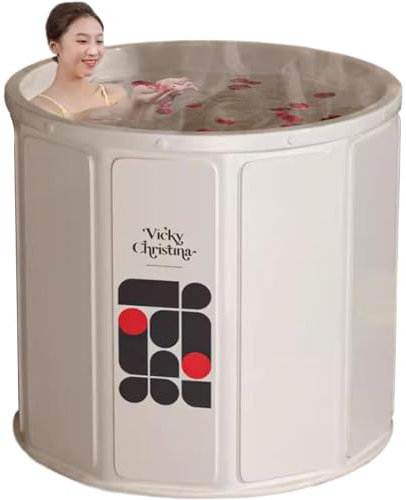ISCBAFYX Baignoire en Plastique Portable avec Tuyau de vidange, Baignoire de Spa Pliante pour Adultes avec Coussin rempli d'eau, autoportante
