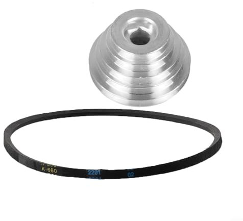 Aluminum Pagoda Pulley Wheel V-Belt Set 4-5 Step Transmission Wheel for Benchtop Drill Press Z4116 High Pedestal Motor Shaft Drive 14mm/18mm/21mm Holes 66cm Belt(14mm)
