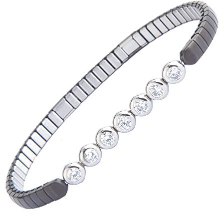 HAQI Magnetarmband für Damen Edelstahl Elastisches Armband Energie Magnetfeldtherapie Arthritis Schmuck Dehnbar (Schwarz)