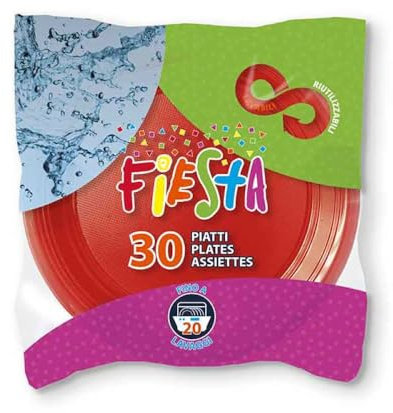 90 Piatti PIANI colorati di plastica RIUTILIZZABILI da 22cm piatti rigidi | piatti Lavabili | VARI COLORI | per feste eventi compleanni (Rosso Natale)