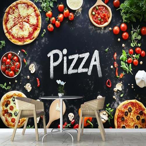 Fototapete Pizzeria Gutes Essen Pizzeria 3D Effekt 150×105 cm Tapeten,Moderne Tapeten Wandbild Wandtapete Dekoration Wohnzimmer Schlafzimmer