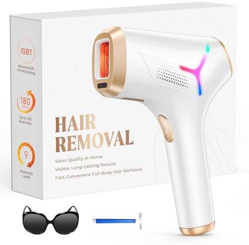 Haarlosy IPL Laser Hair Removal for Faster, Salon Quality Results at Home, IGBT Painless Hair Removal Device for Women and Men, Long Lasting Smoothness on Face, Bikini Line, Underarms, Body, White