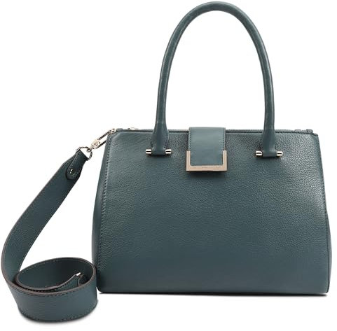 PAUL COSTELLOE Natural Grain Leather, Medium Sized Multiway Bag. Elegant and Versatile Handbag in 4 Stylish Colours - MIAMI (MALLARD GREEN)