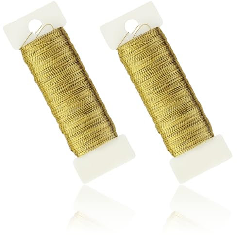 2 rollos de alambre para manualidades, alambre fino de 50 m, alambre de modelado, alambre para ganchillo, alambre para manualidades para joyas, decoraciones (dorado)