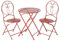 MF Jasmin 3-teiliges Bistro-Set, Klappbar, Gartenmöbel aus Metall, Tisch Ø 60 cm mit 2 Stühlen, Rot