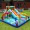 [avec souffleur] Château Gonflable pour Enfants, Parc Aquatique extérieur Multifonctionnel avec souffleur, château d'eau,Toboggan Aquatique Double/Mur d'escalade/Pistolet à Eau/Fontaine