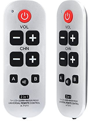 Alkia Big Button TV Remote Control A-TV11 - Seniors Elderly Universal Remote for Samsung LG Toshiba Sony JVC Panasonic Hitachi Sharp Technika TVs - Easy to Use and Set Up