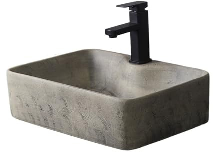 Lavandino Bagno Lavandino da appoggio quadrato for esterni e interni, for bagno, vintage, for patio, singolo lavabo Lavabo da Appoggio(Grande)