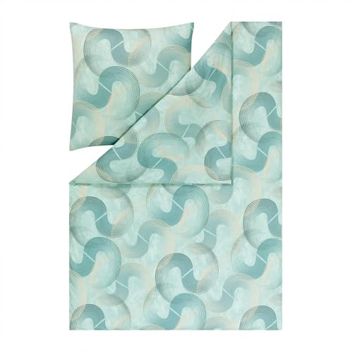 ESTELLA Bettwäsche Tobias | Mint | 135x200 cm + 80x80 cm | bügelfreie Qualität | pflegeleicht & trocknerfest | ideale Vier-Jahreszeiten-Garnitur | 100% Baumwolle