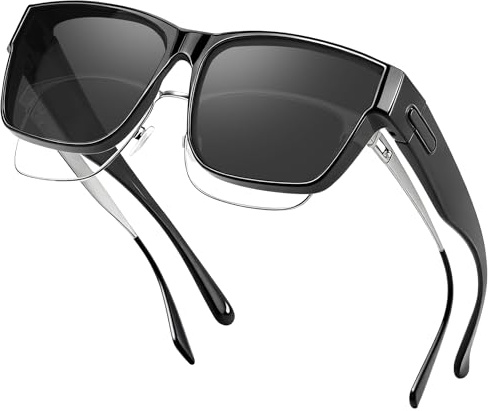 Nlieanuc Polarisiert Überzieh Sonnenbrille für Brillenträger - Übergroße quadratische Überbrille für Damen & Herren, UV400 Sonnenschutz zum Autofahren & Angeln