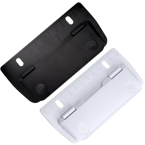TLDBATICE Lot de 2 mini-perforateurs de poche 2 trous, perforation de 8 cm avec échelle graduée de 12 cm pour A5 A4 papier organiseurs marque-pages, classeurs, notes autocollantes (blanc et noir)