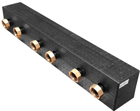 SUNEX Weiche Verteiler DN25 3 Kreise - Hydraulische Weiche Heizungsverteiler - 54 kW - 6 bar - Heizkreisverteiler für Heizung & Wärmepumpe