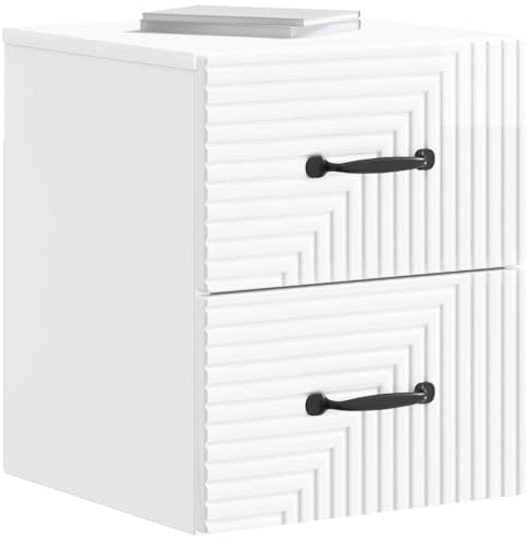 vidaXL Wandmontierter Nachttisch Hochglanz Weiß 34,5 x 33 x 40 cm, Schlafzimmer Nachttisch, modern, rechteckig, eleganter Stauraum, platzsparend, funktional, wichtig für Dein Zuhause