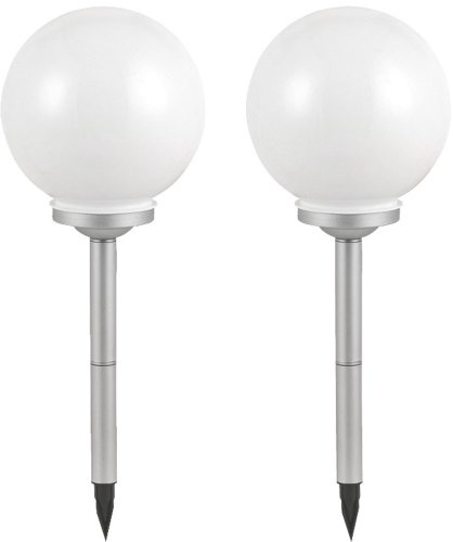 2x Solarleuchte Außen LED Stecklampe Kugelleuchten 2er Set Gartenleuchten Gartenkugel Solar Steckleuchte, 25x65cm, Garten Balkon Außenbereich
