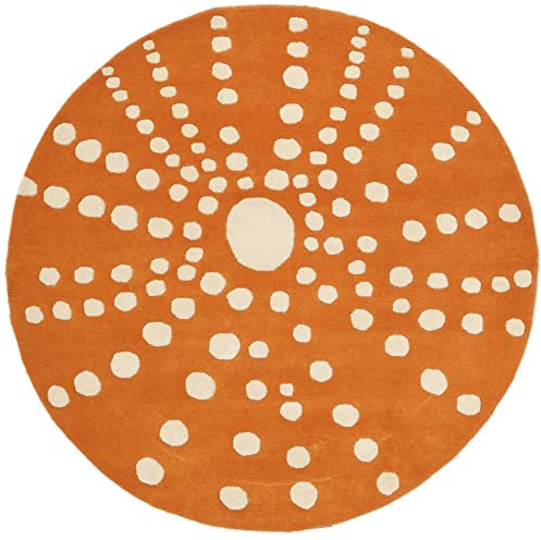 RugVista, Sjöborre Handtufted, Kinderzimmer Teppich, ∅ 150 cm, Kinderteppich für Kinder, Spielteppich für Babys, Modernes Design, Handgetuftet, Mittelflor, Wolle, keine schädlichen Stoffe, Orange