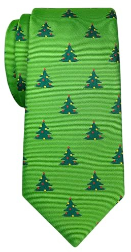 Retreez Herren Schmale Gewebte Weihnachten Krawatte Weihnachtsbaum 6 cm - grün,