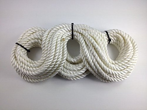 3X 3 Strand Polyester Rope White 10mm (10 meters)