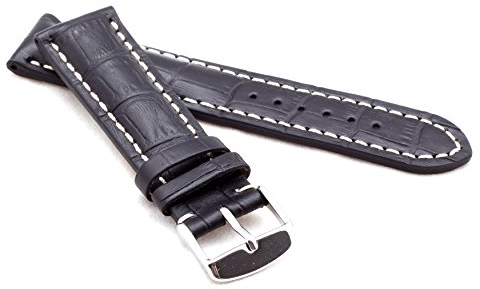 Bob Herren Uhrenarmband Alligator Style Modell Chrono 20 mm Schwarz
