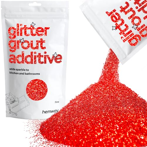 Hemway Glitter Grout Additive - Red | Metallic Flakes for Adding Sparkle to Old & New Kitchen & Bathroom Tiles | Enhance Your Indoor Grouting Projects with a Durable Sparkly Effect | 100 g