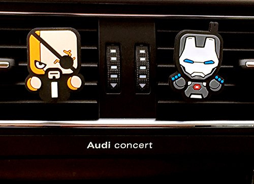 2 x Coolest Novelty Car Air Fresheners! Marvel Avengers, Nick Fury, Iron Man, Game Of Thrones, Deadpool, Star Wars... Transform Your Boring Car! (Avengers: Nick Fury & Silver Iron Man)(Fresh Lemon)