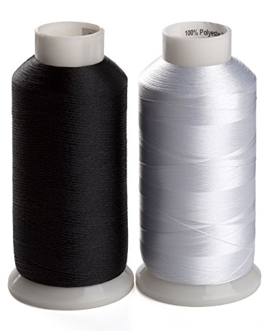 Simthread 2 Spulenfäden für Näh- und Stickmaschinen, 1 schwarz und 1 weiß, je 4500 m, 60 W Polyester-Spulenfüllgarn, Unterfäden