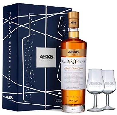 ABK6, Cognac VSOP 70cl, 40% alc, Coffret cadeau 2 verres, Elu WORLD BEST COGNAC VSOP 2022