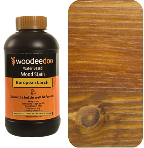 WooDeeDoo Water Based Wood Stain | Wood Dye | Ready to Use | Environmentally Friendly | Solvent Free | Odour Free | 1 L | European Larch