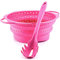 Kochblume Pastalöffel & Faltsieb L 2er Set | Premium-Silikon | Hitzebeständig | Spülmaschinenfest | Farbe: pink