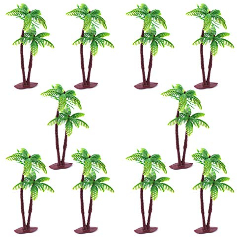 JinYu 10 Stück Kunststoff Kokosnuss Palme Künstliche Kunststoff Modelle Bäume Miniatur-Kokospalmen Drachenbaum Modell-Palmen Mini Landschaft Grünpflanze für Mini Landschaft Landschaftsgestaltung