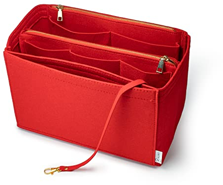 AT Allure-T Handtaschen Organizer aus Filz, 2in1 Abnehmbaren Reißverschluss-Tasche, Bag in Bag Organizer Tasche, Taschenorganizer Rot L