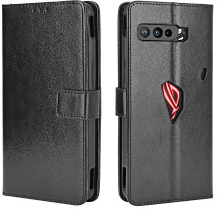 BaiFu Cover per ASUS ROG Phone 3 ZS661KS, Custodia Portafoglio Pelle Sintetica con TPU, Supporto Stand, Slot per Schede e Protezione Integrale Adatto per ASUS ROG Phone 3 ZS661KS Cellulare, Nero