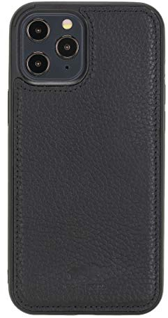 Solo Pelle Lederhülle für das iPhone 12/12 Pro in 6.1 Zoll Stanford Case Leder Hülle Ledertasche Backcover aus echtem Leder (Matt Schwarz)