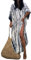 Bsubseach Women Black White Beach Kaftan Dresses Half Sleeve Plus Size Bathing Suit Cover Ups Caftan Dresses