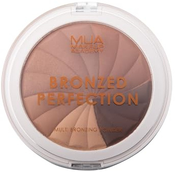 MUA Bronzed Perfection, Golden Dunes, Warm Toned Bronzer Powder (Pack of 1) | 6 Blendable Shades for a Sunkissed Glow, Perfect for Contouring & Bronzing, Vegan & Cruelty Free