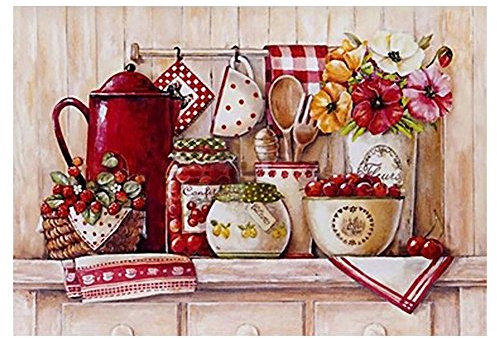 Domybest Cuisine DIY Diamond Painting Kit Complet Paysage Bricolage Artisanat Peinture Diamant 5D Complet Point de Croix Diamant Complet Strass Diamant Décoration Cadeau 30x40cm