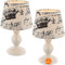Nachttischlampe 2er Set Vintage – Tischlampe Wohnzimmer Metall – Dekolampe Innen Fensterbank – Tischleuchte Lampenschirm E14 Stoff Beige mit Schrift – Nachttischleuchte Schlafzimmer Retro